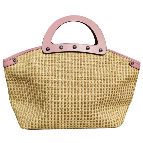 Tan woven summer Coquette Tote by Maxx New york - Picture 1 of 11